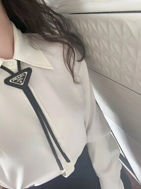 Authentic PRADA Black Saffiano Leather Bolo Tie Unisex👔🖤